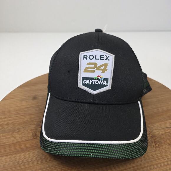Rolex 24 Daytona Hat Cap Snap Back Black Green IMSA Racing Mens Trucker Mesh - Picture 1 of 7